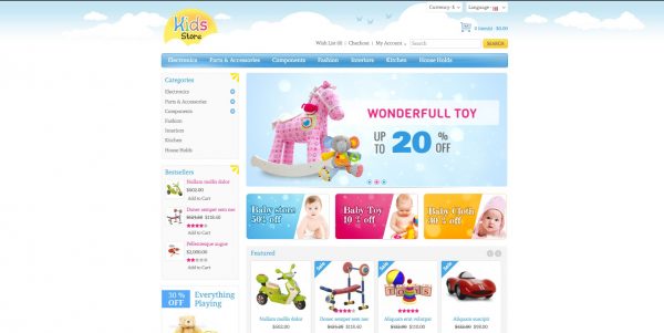 Kids Store OpenCart theme: latest version and free installation included