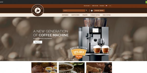 Coffee OpenCart theme: latest version and free installation included