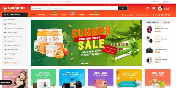 SuperMarket OpenCart theme: latest version and free installation included