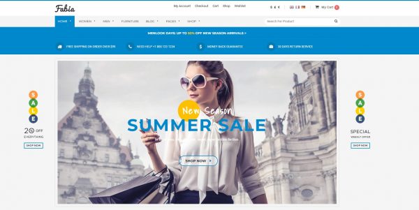 Fabia OpenCart theme: latest version and free installation included