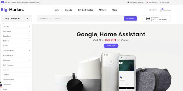 Bigmarket OpenCart theme: latest version and free installation included
