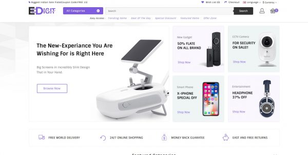 eDigit OpenCart theme: buy the latest version and get free installation