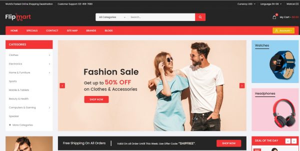 Flipmart OpenCart theme: buy the latest version and get free installation