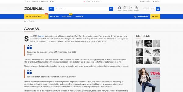 Journal OpenCart theme – latest version with free installation service