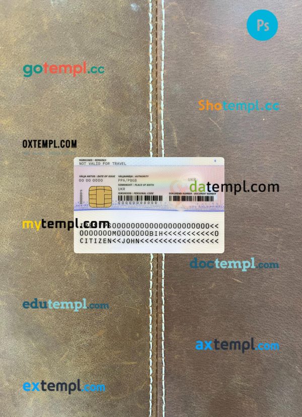 Estonia residence permit card editable PSDs, scan and photo-realistic snapshot, 2 in 1, 2020 - present - Image 2