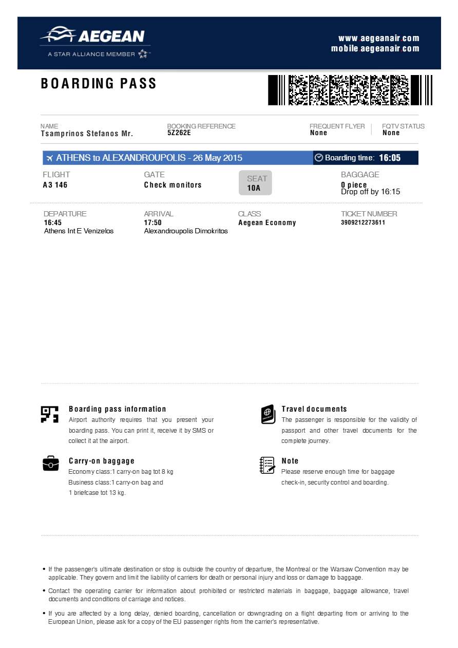 Turkish Airlines boarding pass in Word and PDF formats