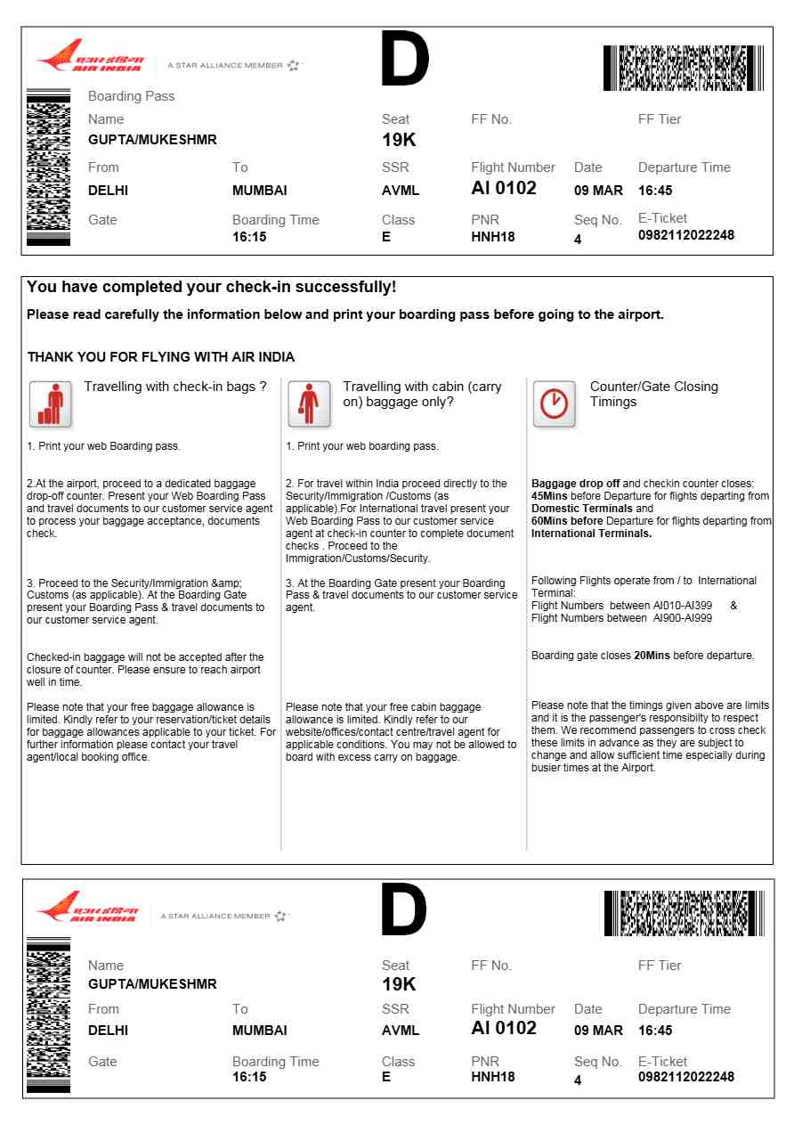 Azerbaijan Airlines boarding pass in Word and PDF formats