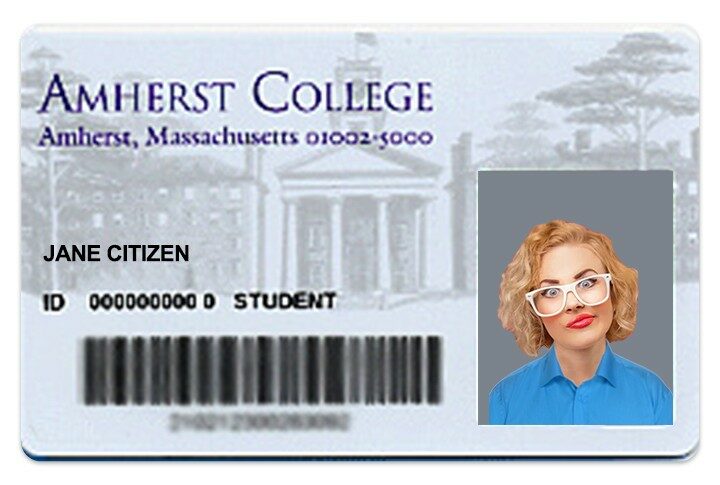 Amherst College student ID template in PSD format