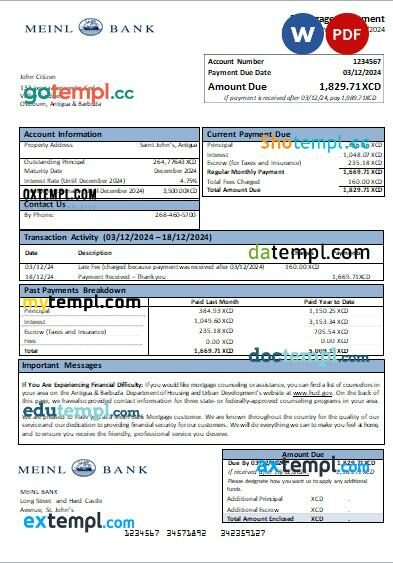 USA NYC New York Department of Finance property tax bill editable template in Word and PDF formats