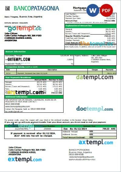 USA Illinois Chicago Cook County Treasurer property tax bill editable template in Word and PDF formats