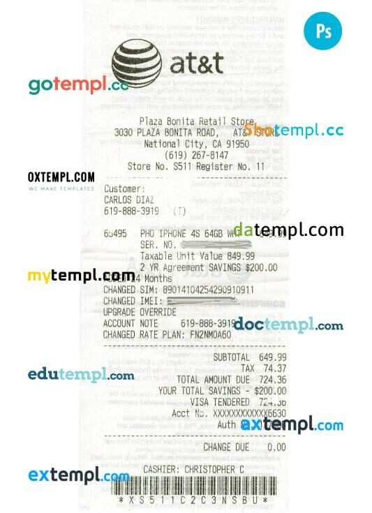 Dunkin donuts receipt PSD template