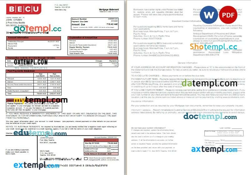 United Kingdom Rugby council tax bill editable template in Word and PDF formats