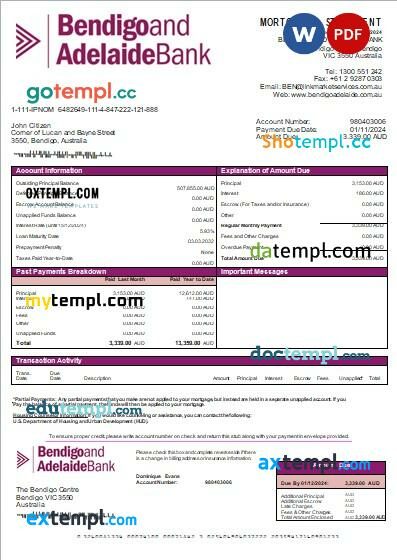 United Kingdom Kirklees Council property tax bill editable template in Word and PDF formats