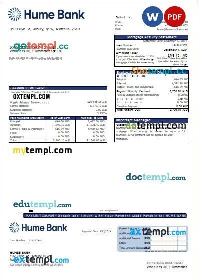 Philippines Tawelco business utility bill Word and PDF template