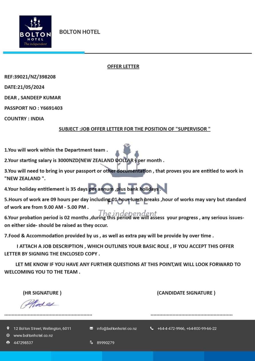 Bosak Employment d.o.o Machine Operator offer letter in Word and Pdf formats