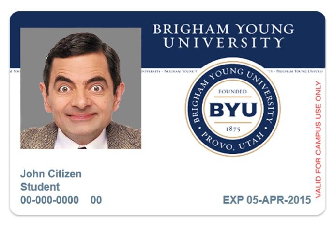 Brigham Young University student ID template in PSD format