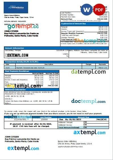 Cambodia Foreign Trade Bank of Cambodia bank mortgage statement editable template in PDF and Word