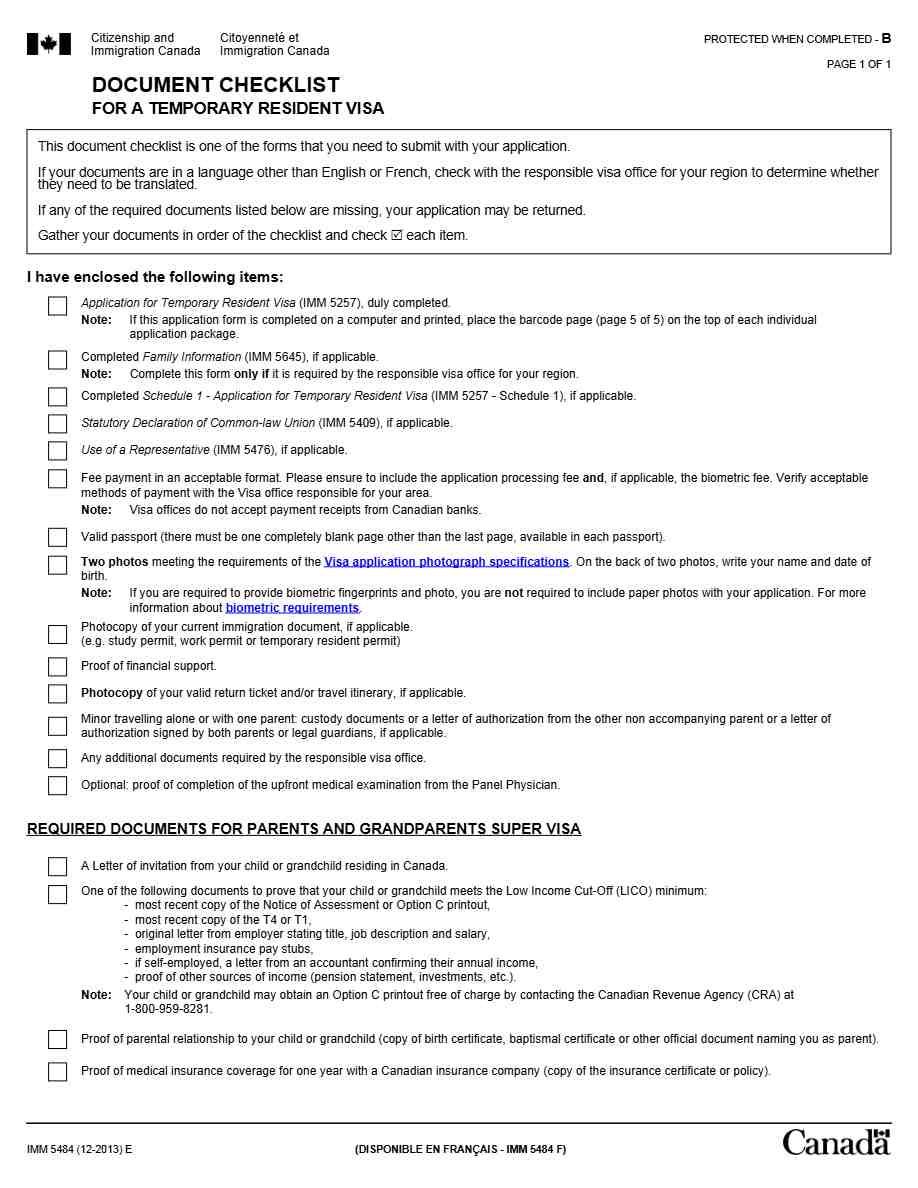 Citinzeship and Immigration document checklist template in Word and PDF formats