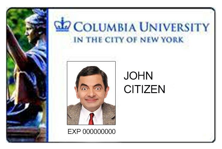 Columbia University student ID template in PSD format