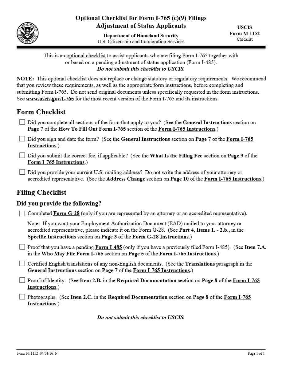 Department of Homeland Security Optional checklist template in Word and PDF formats