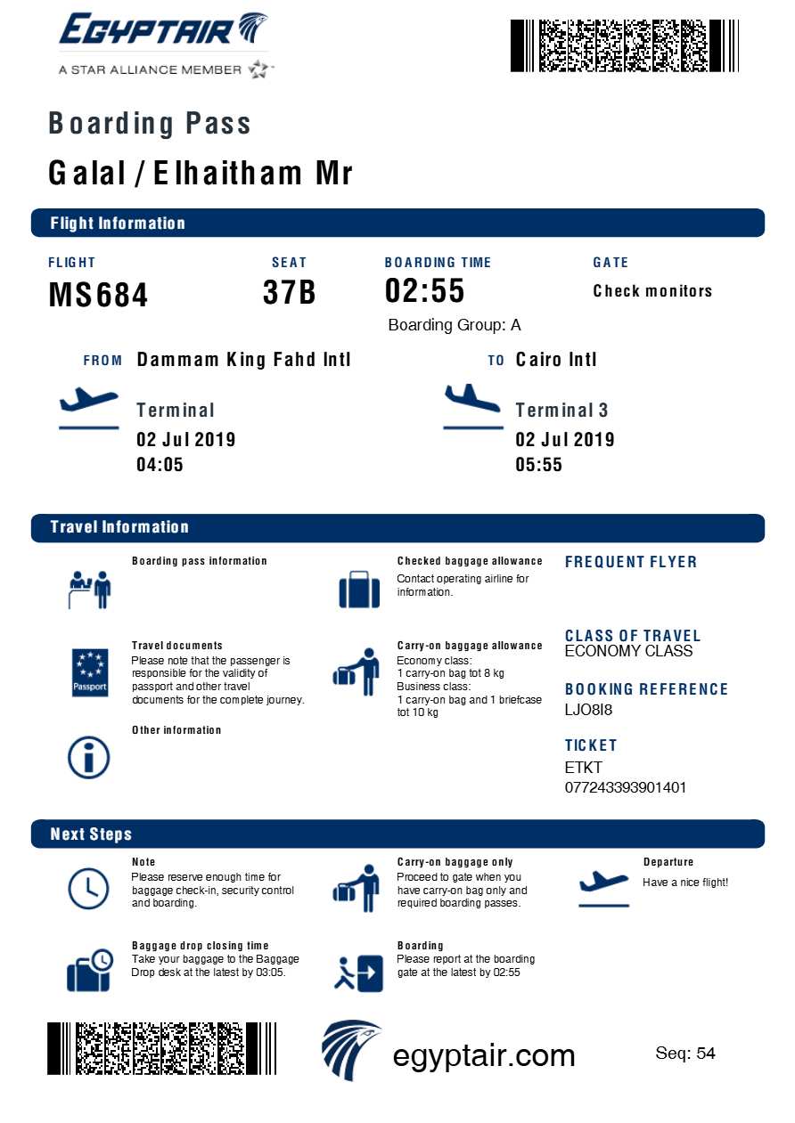 Turkish Airlines boarding pass in Word and PDF formats