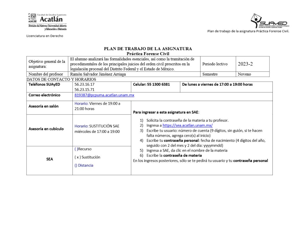 FES Acatlan agenda template in Word and PDF formats