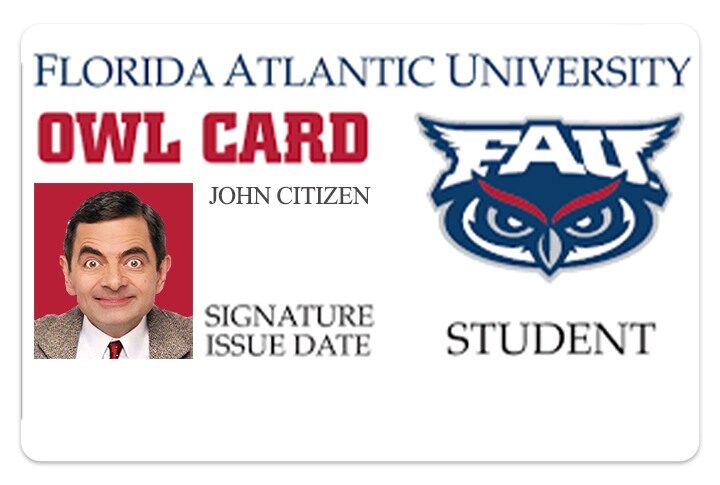 Florida Atlantic University student ID template in PSD format