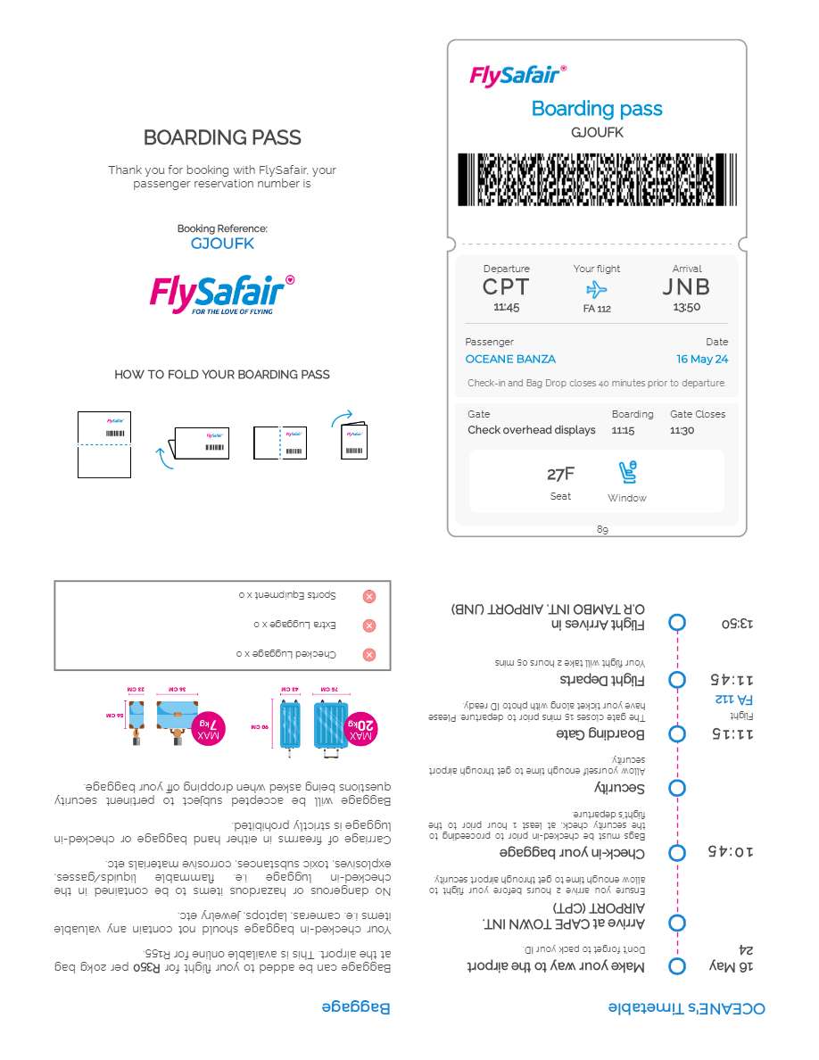 Laudamotion boarding pass in Word and PDF formats