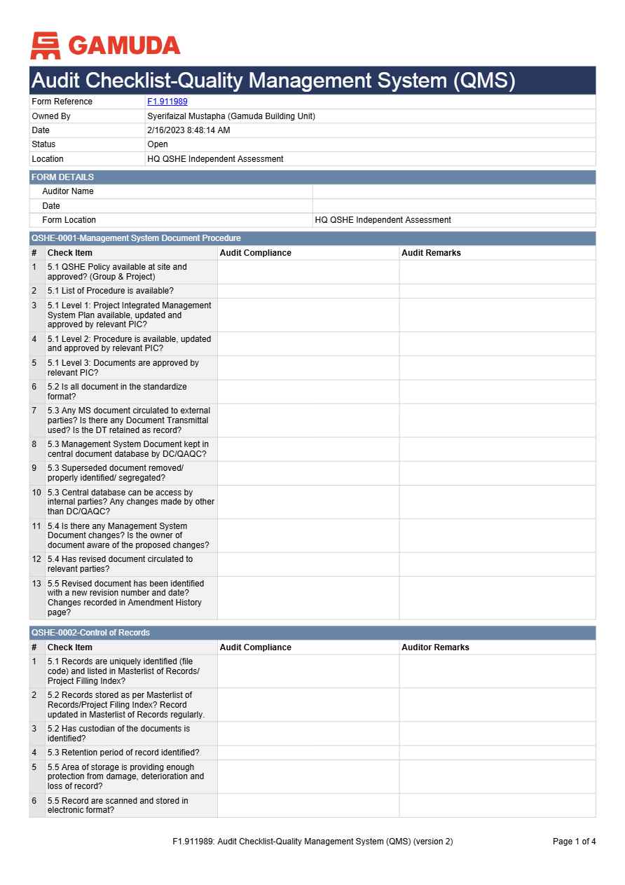 Health and safety classrooms checklist template in Word and PDF formats, 3 pages