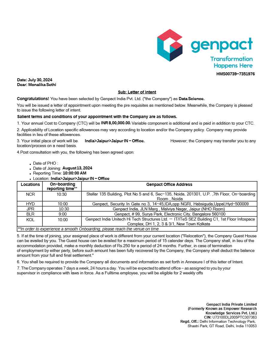 Green Wave Technologies Ltd. Supervisor offer letter in Word and Pdf formats