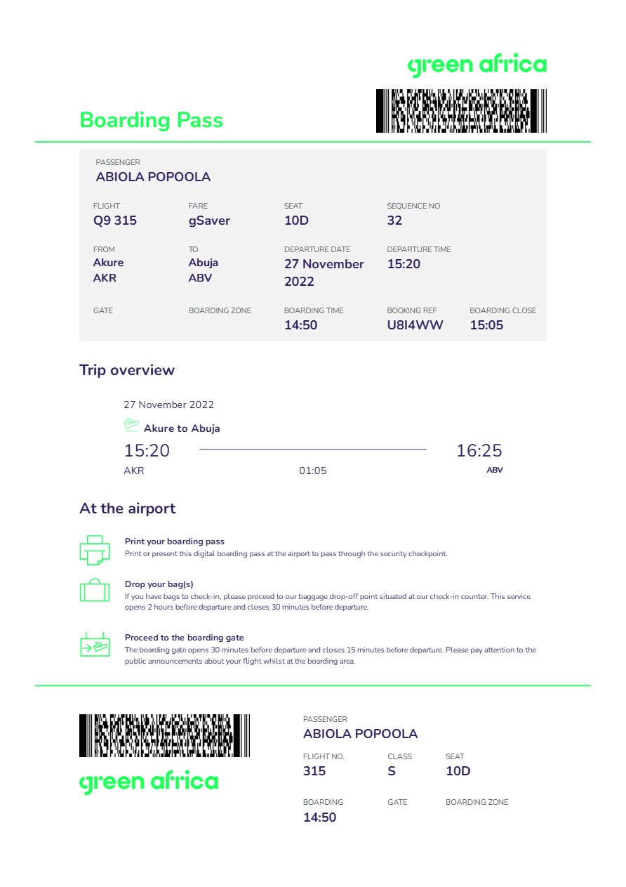 Laudamotion boarding pass in Word and PDF formats