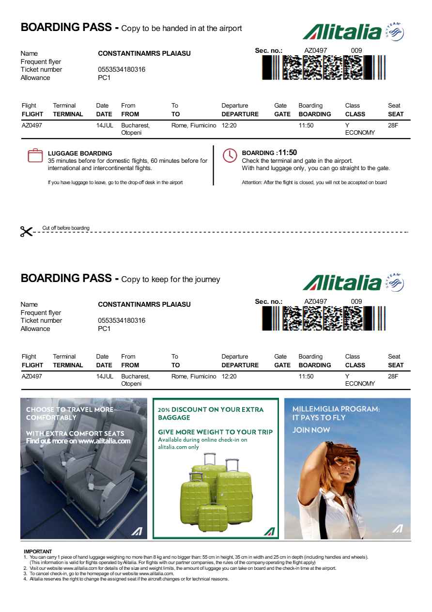 Laudamotion boarding pass in Word and PDF formats