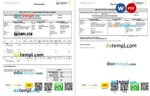 India Gujarat HDFC Life tax receipt editable template in Word and PDF formats