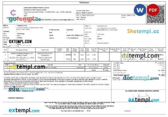 India Gujarat HDFC Life tax receipt editable template in Word and PDF formats