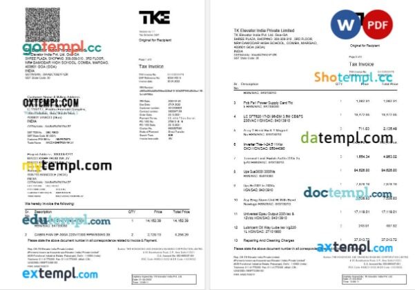 India Gujarat HDFC Life tax receipt editable template in Word and PDF formats