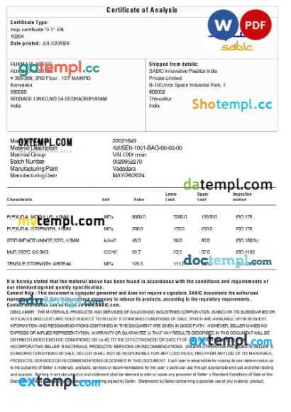 Singapore green building council product certificate editable template in Word and PDF format