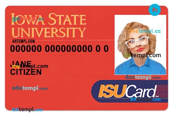 Iowa State University student ID template in PSD format