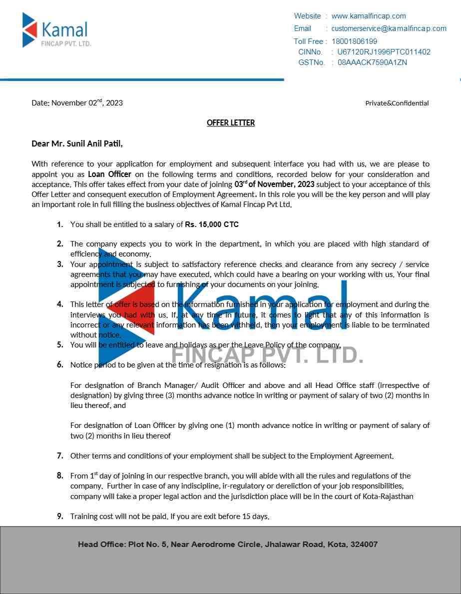 Lando natural Oil & Gas company LLC QA Welding Inspector offer letter in Word and Pdf formats