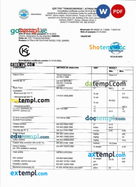 Singapore green building council product certificate editable template in Word and PDF format