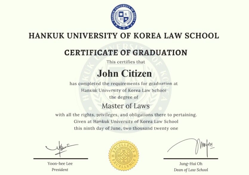 South Korea Inha university diploma template in PSD format