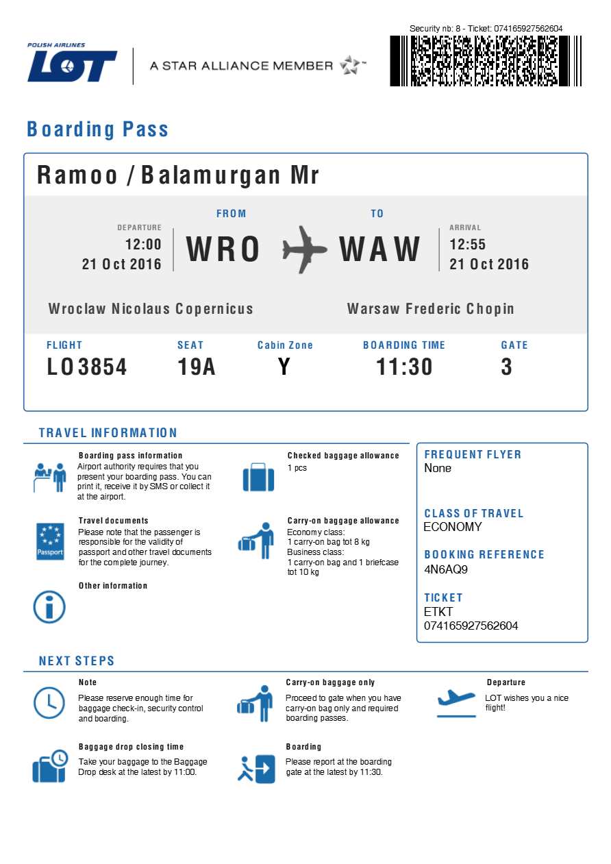 Ryanair boarding pass in Word and PDF formats, version 2