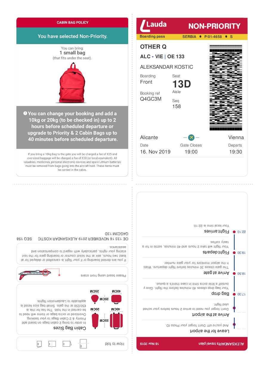 Laudamotion boarding pass in Word and PDF formats