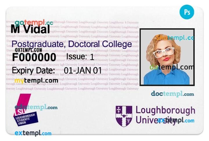 Loughborough University student ID template in PSD format