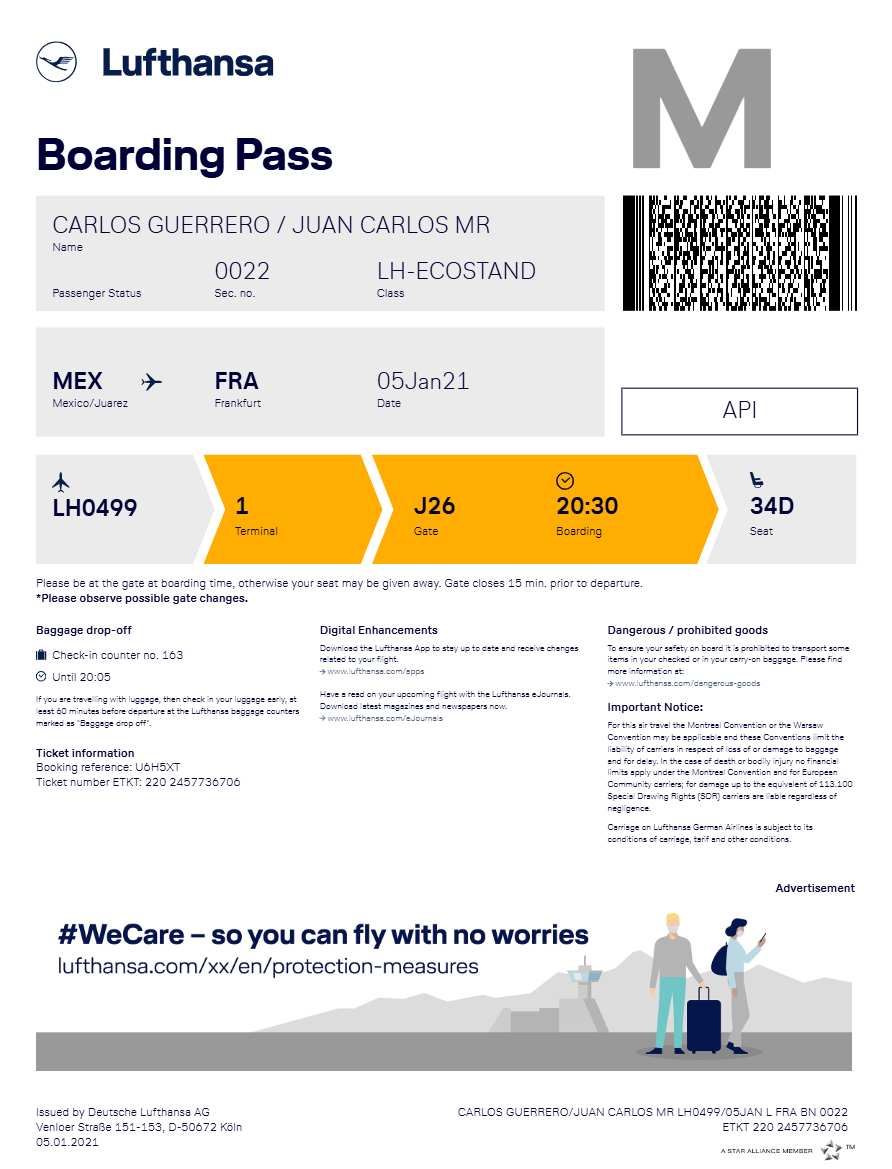 Ryanair boarding pass in Word and PDF formats, version 2