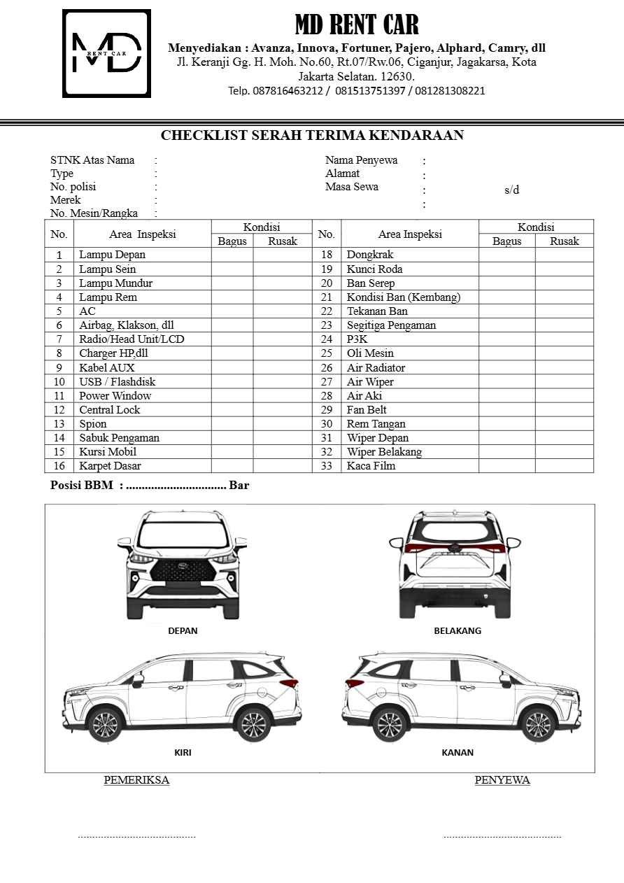 Saudi Pan Kingdom Equipment Inspection checklist template in Word and PDF formats, 43 pages