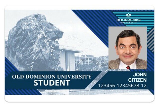 Old Dominion University student ID template in PSD format