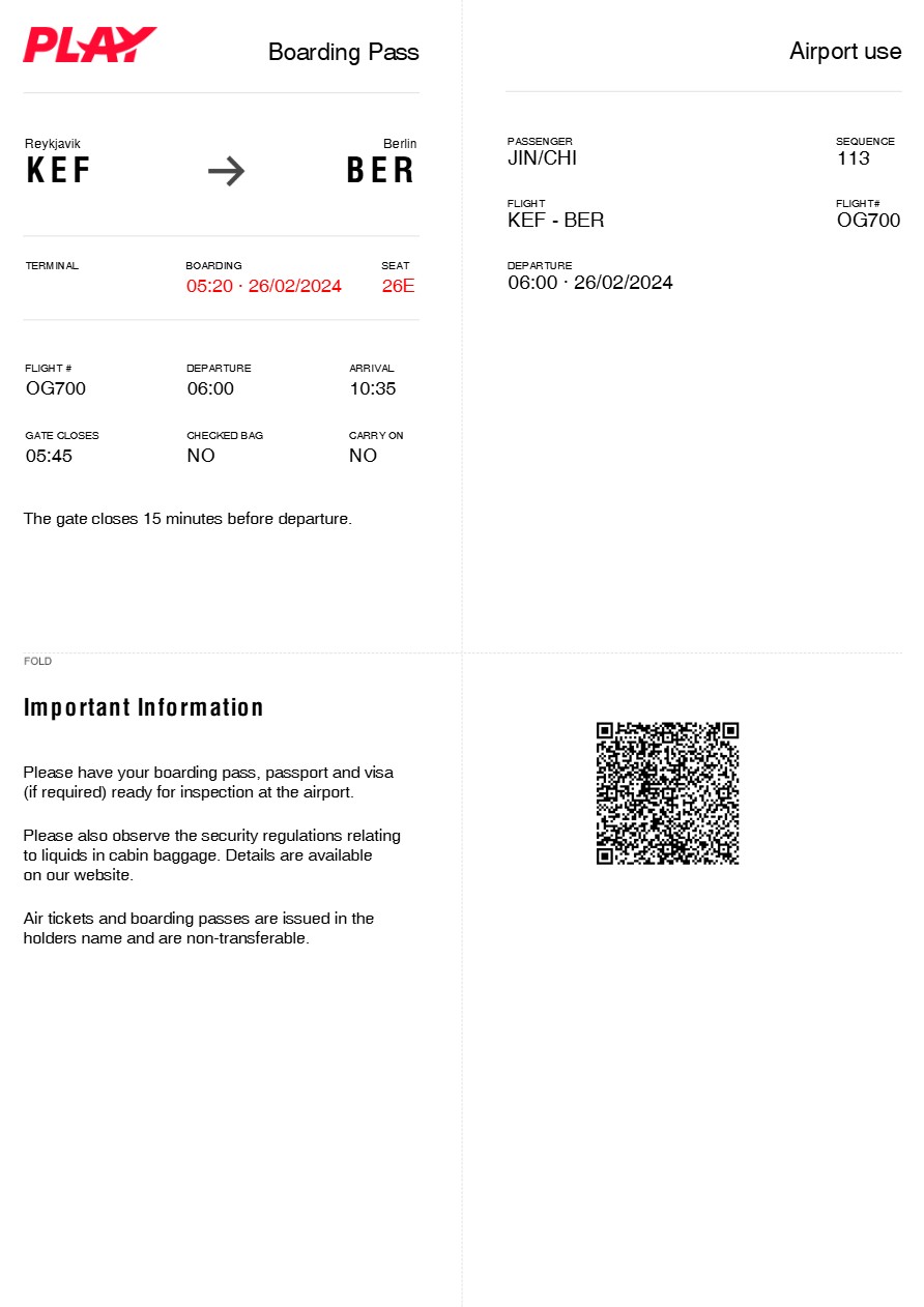 Ryanair boarding pass in Word and PDF formats, version 2