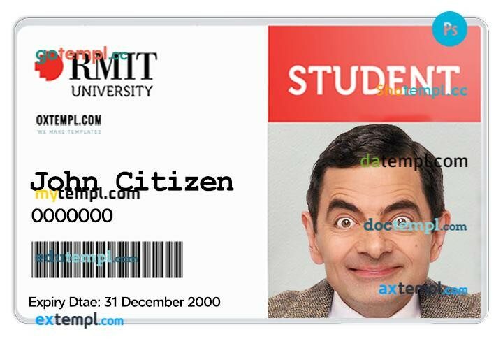 RMIT University student ID template in PSD format