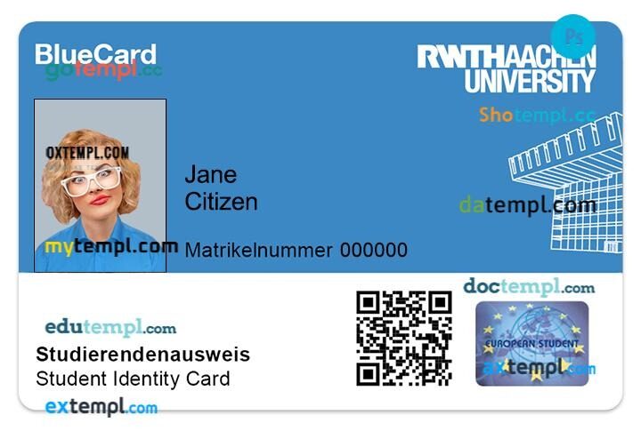 RWTH Aachen University student ID template in PSD format