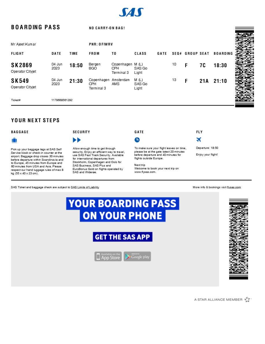 Tunis Air boarding pass in Word and PDF formats